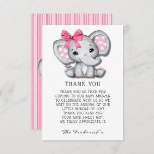 Pink Gray Elephant Baby Dusche Danke Karten
