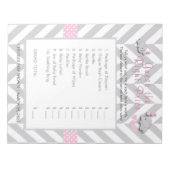 Pink & Gray Elephant Baby Dusche - raten Sie mal, Notizblock (Vorderseite)