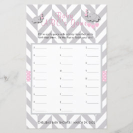 Pink & Gray Elephant Baby Shower - ABCs Spiel