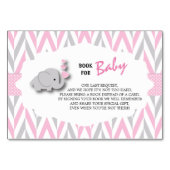 Pink & Gray Elephant Babydusche | Buch mitbringen Tischnummer (Vorderseite)