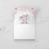 Pink Gray Elephant Diamond Floral Baby Dusche Dankeskarte (Innenseite)