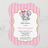 Pink Gray Elephant Girl Baby Dusche Einladung (Vorne/Hinten)