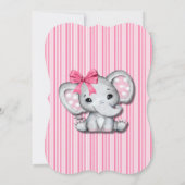 Pink Gray Elephant Girl Baby Dusche Einladung (Rückseite)