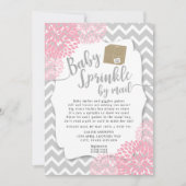 Pink Gray Floral Baby Sprinkle per Post Einladung (Vorderseite)