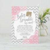 Pink Gray Floral Baby Sprinkle per Post Einladung (Stehend Vorderseite)
