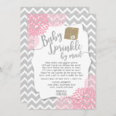 Pink Gray Floral Baby Sprinkle per Post Einladung (Vorne/Hinten)