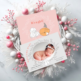 Pink Gray Floral Woodland Animals Baby Girl Birth Ankündigung