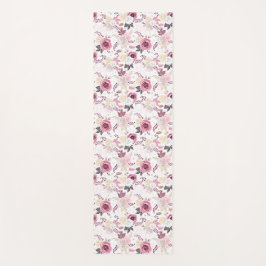 Pink & Gray Floral Yoga Mat - Stilvoll Yogamatte