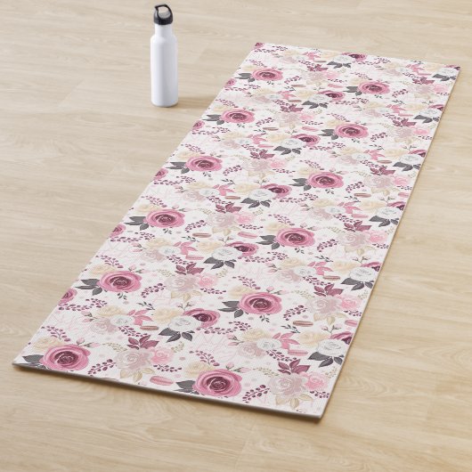 Pink & Gray Floral Yoga Mat - Stilvoll Yogamatte (Beispiel)