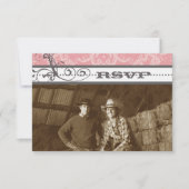 Pink & Gray Funky Wirbel Wedding RSVP Karte (Vorderseite)