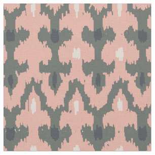 Pink Gray Geometric Ikat Tribal Dekorative Muster Stoff