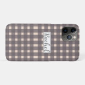 Pink Gray Gingham Personalisiert Case-Mate iPhone Hülle (Rückseite (Horizontal))