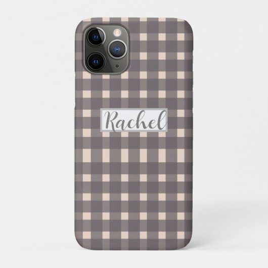 Pink Gray Gingham Personalisiert Case-Mate iPhone Hülle (Rückseite)