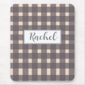 Pink Gray Gingham Personalisiert Mousepad (Vorne)