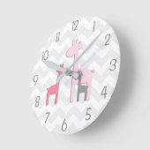 Pink Gray Giraffe Wall Clock Runde Wanduhr (Winkel)