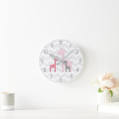 Pink Gray Giraffe Wall Clock Runde Wanduhr (Zuhause)