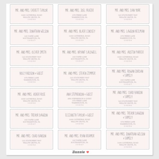 Pink & Gray Girl Baby Duschnummer Gastadressen Lab Aufkleber (Blatt)