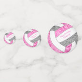 Pink gray Girl Volleyball Geburtstagsparty Konfetti (Vorderseiten)