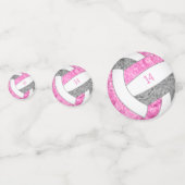 Pink gray Girl Volleyball Geburtstagsparty Konfetti (Rückseiten)