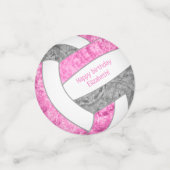 Pink gray Girl Volleyball Geburtstagsparty Konfetti (Klein Vorderseite)