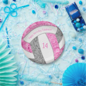 Pink gray Girl Volleyball Geburtstagsparty Pappteller (Party)