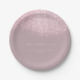 Pink Gray Glitzer Geburtstag Mauve 16. Hochzeit Pappteller