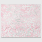Pink Gray Glitzer Weihnachtsfeiertag Snowflake Joy Geschenkpapier (Flach)