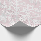 Pink Gray Glitzer Weihnachtsfeiertag Snowflake Joy Geschenkpapier (Ecke)