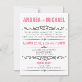 Pink & Gray Hochzeitsempfang NUR Einladungen