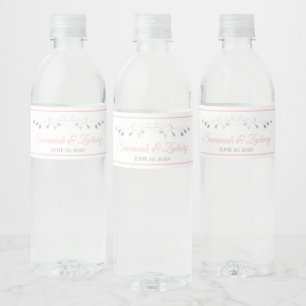 Pink & Gray Hochzeitswasser Flaschenmarken Wasserflaschenetikett