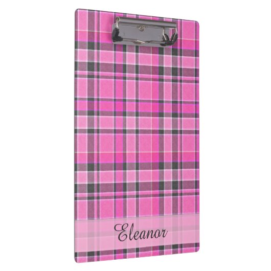 Pink Gray Kariert Tartan Klemmbrett (Rechts)