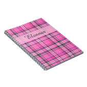 Pink Gray Kariert Tartan Notizblock (Rechte Seite)