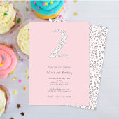 Pink Gray Leopard 2. Geburtstag Einladung