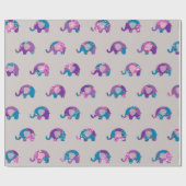 Pink Gray Lila Prinzessin Elephant New Baby Geschenkpapier (Flach)