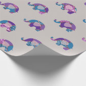 Pink Gray Lila Prinzessin Elephant New Baby Geschenkpapier (Ecke)