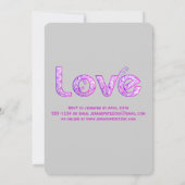 Pink, Gray Lovebirds & Hearts Wedding Einladung (Rückseite)