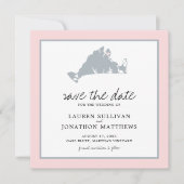 Pink Gray Martha's Vineyard Map Save the Date (Vorderseite)