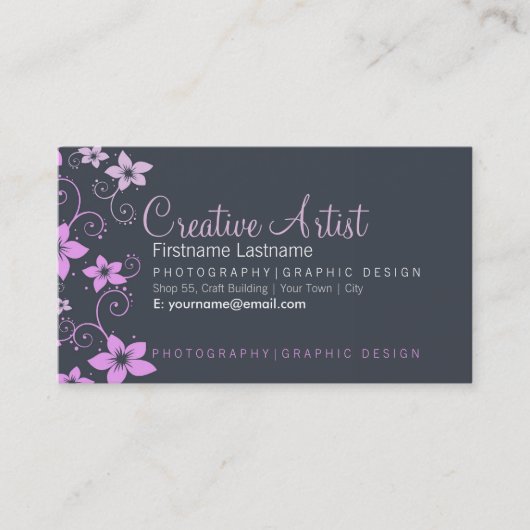 Pink Gray Modern Creative Business Card Visitenkarte (Vorderseite)