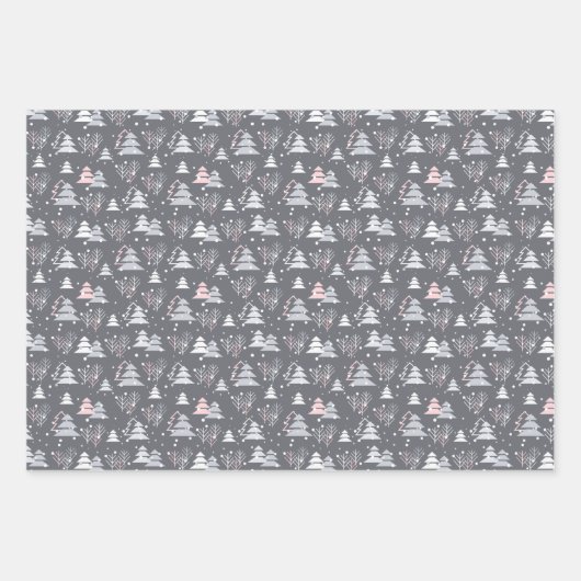 Pink Gray Modern Geometric Muster Weihnachten Geschenkpapier Set (Vorderseite)