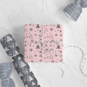 Pink Gray Modern Geometric Muster Weihnachten Geschenkpapier Set