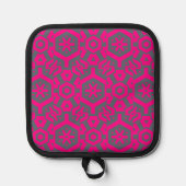 Pink Gray Modern Geometric Oven Mitt Pot Holder Topflappen (Vorderseite)
