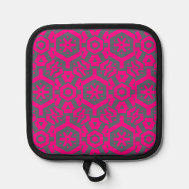 Pink Gray Modern Geometric Oven Mitt Pot Holder Topflappen