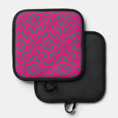 Pink Gray Modern Geometric Oven Mitt Pot Holder Topflappen (Vorderseite/Rückseite)