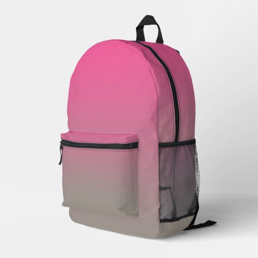 Pink Gray Ombre Gradient Bedruckter Rucksack (Rückseitige Ecke Rechts)