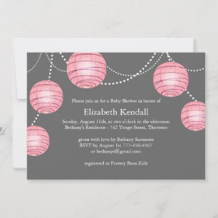 Pink & Gray Party Lantern Babydusche Einladung