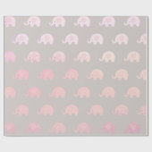 Pink Gray Pastel Princess Elephant New Baby Geschenkpapier (Flach)