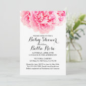 Pink Gray Peony Baby Showeinladungen Einladung (Stehend Vorderseite)
