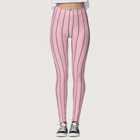 Pink Gray Pinstripes 4Allie Leggings (Vorderseite)