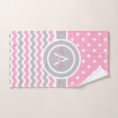 Pink Gray Polka Dot Zickzack Handtuch (Handtuch)