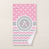 Pink Gray Polka Dot Zickzack Handtuch (Handtuch)